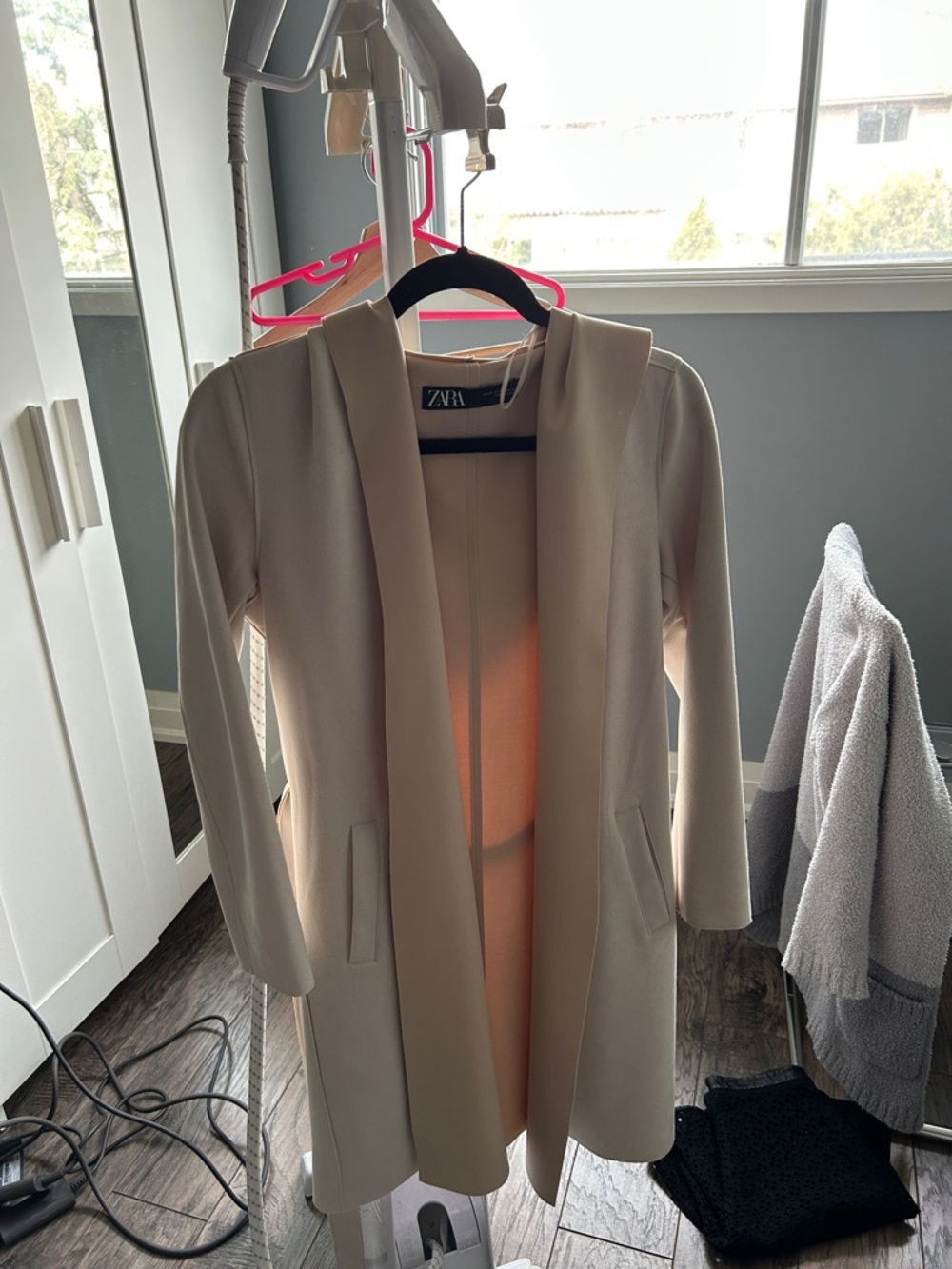 Zara Cream Open-Front Longline Blazer